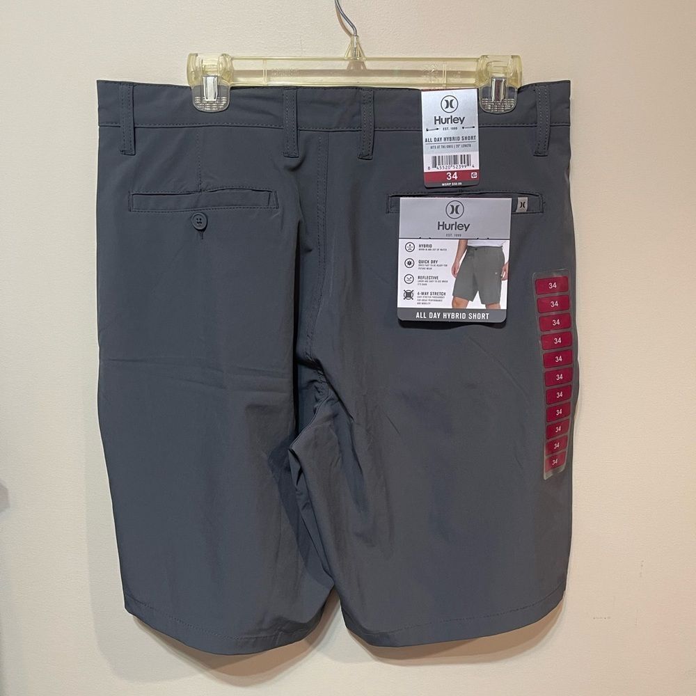 Hurley All Day Hybrid Shorts Size 34 Men's Gray NWT - Picture 2 of 10